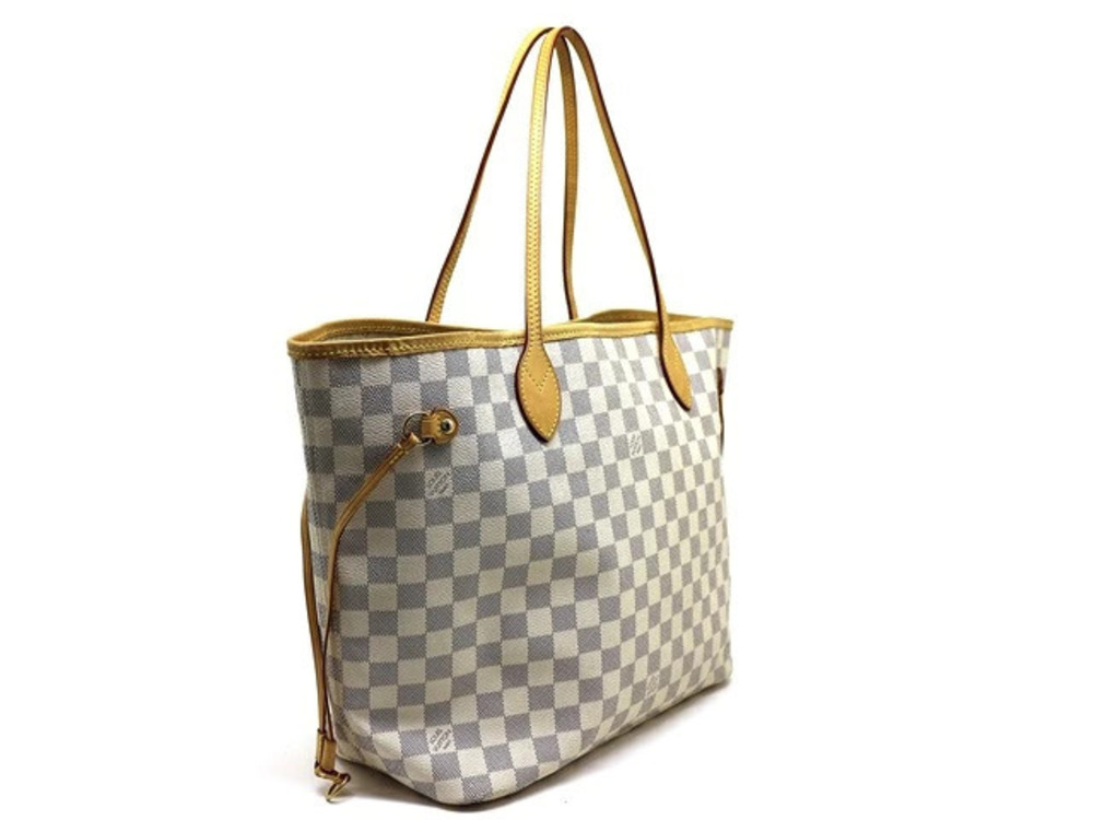 Louis Vuitton Damier White Neverfull Tote Azur Bag White